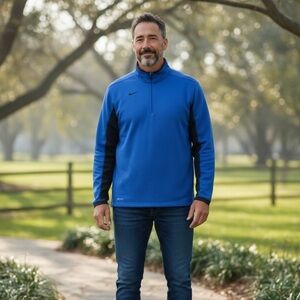 Nike Mens Performance Jacket Blue Quarter Zip XL